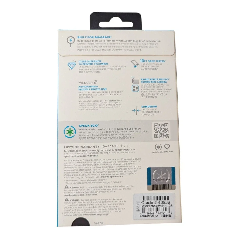 M1. Speck‎ Presidio Perfect-Clear with Chrome MagSafe Case - iPhone 15/14/13
